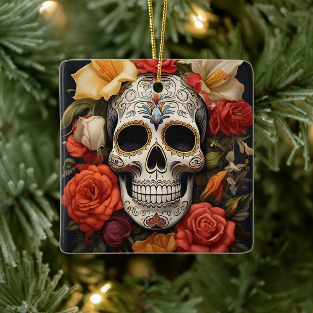 Sugar Skull Floral Ornament (Tree)