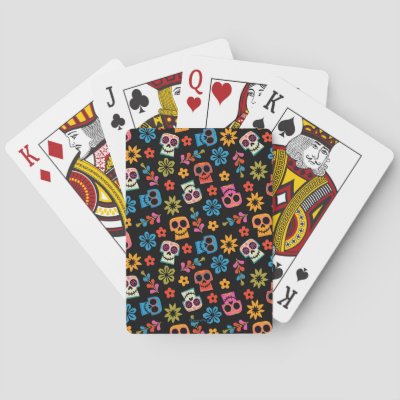 Sugar Skull &amp; Floral Pattern Playing Cards