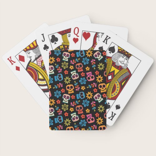 Sugar Skull & Floral Pattern Playing Cards