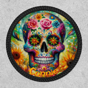 Sugar Skull Floral Roses Sunflower Personalized Patch