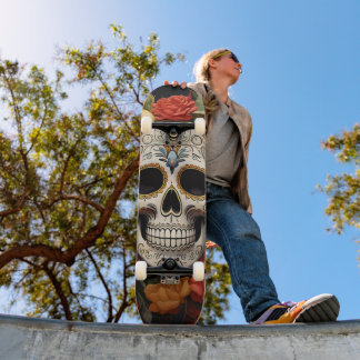 Sugar Skull Floral Skateboard