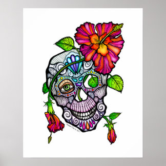 SUGAR SKULL & FLOWER 16"X20" POSTER