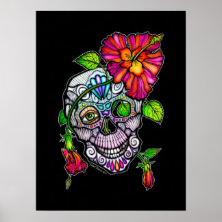 SUGAR SKULL & FLOWER 18"X24" POSTER