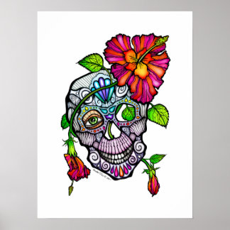 SUGAR SKULL & FLOWER 18"X24" POSTER