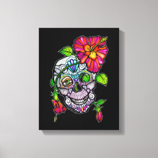 SUGAR SKULL & FLOWER CANVAS PRINT