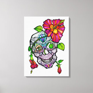 SUGAR SKULL & FLOWER CANVAS PRINT