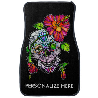 SUGAR SKULL & FLOWER CAR MAT