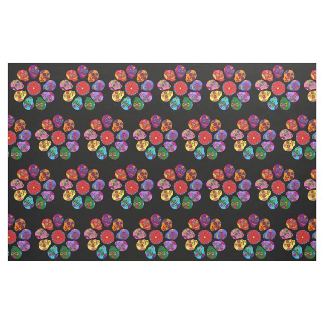 Sugar Skull Flower Fabric (Fat Quarter)