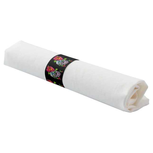 SUGAR SKULL & FLOWER NAPKIN BANDS (Angled)