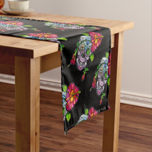 SUGAR SKULL  FLOWER SHORT TABLE RUNNER