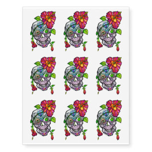 SUGAR SKULL & FLOWER TEMPORARY TATTOOS
