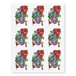 SUGAR SKULL & FLOWER TEMPORARY TATTOOS