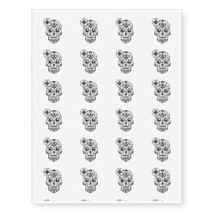 Sugar skull flower temporary tattoos