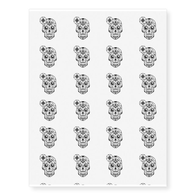 Sugar skull flower temporary tattoos (Front)