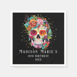Sugar Skull Flowers Calling All Souls Birthday Napkins