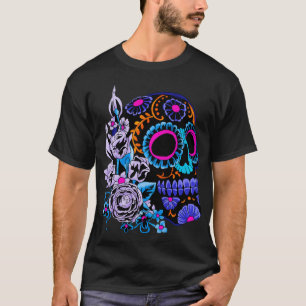 Sugar Skull Flowers Day Of The Dead Dia Muertos Gi T-Shirt