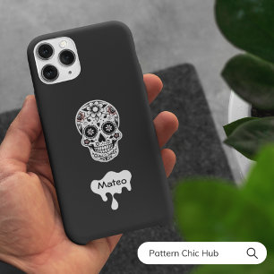 Sugar Skull Flowers Halloween Cute Beautiful Black Case-Mate iPhone 14 Pro Max Case