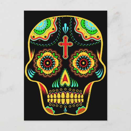 Sugar skull full color postcard