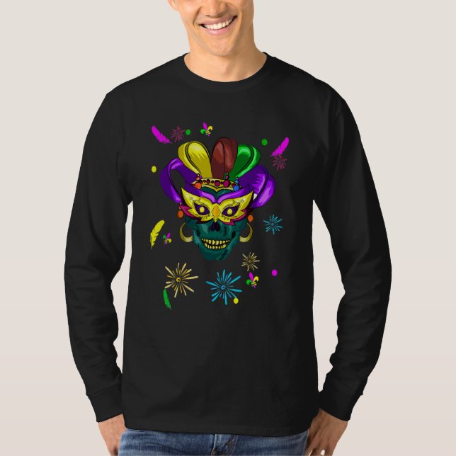 Sugar Skull Funny Carnival Mask Jester Hat Best Ma T-Shirt (Front)