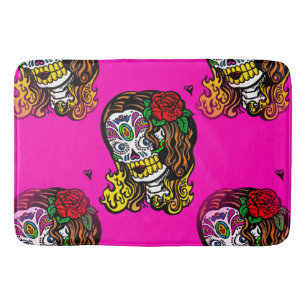 sugar skull girl bathroom bath mat bathmat