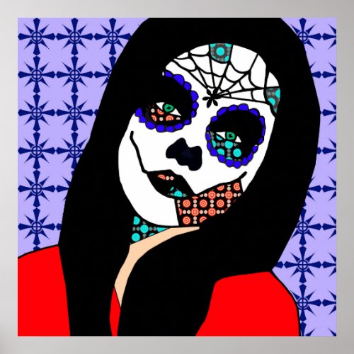 Sugar Skull Girl Crosses Poster