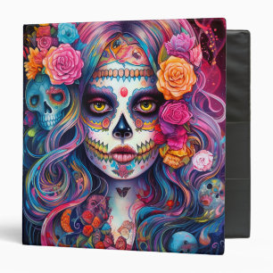 Sugar Skull Girl Day Of The Dead 3 Ring Binder