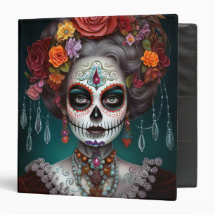 Sugar Skull Girl Day Of The Dead 3 Ring Binder