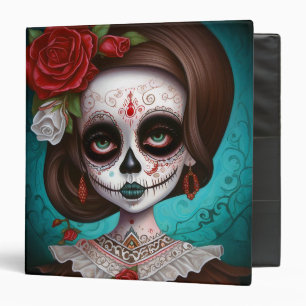 Sugar Skull Girl Day Of The Dead 3 Ring Binder