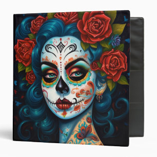 Sugar Skull Girl Day Of The Dead 3 Ring Binder
