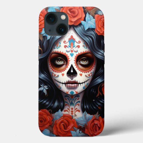 Sugar Skull Girl Day Of The Dead iPhone 13 Case