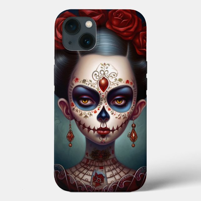 Sugar Skull Girl Day Of The Dead Case-Mate iPhone Case (Back)