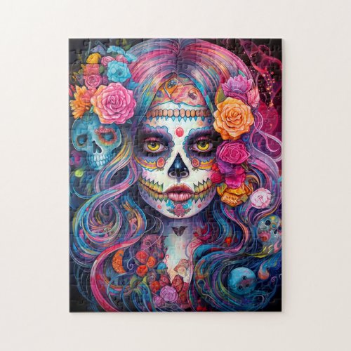 Sugar Skull Girl Day Of The Dead Jigsaw Puzzle