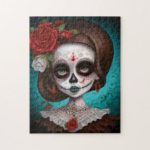 Sugar Skull Girl Day Of The Dead Jigsaw Puzzle