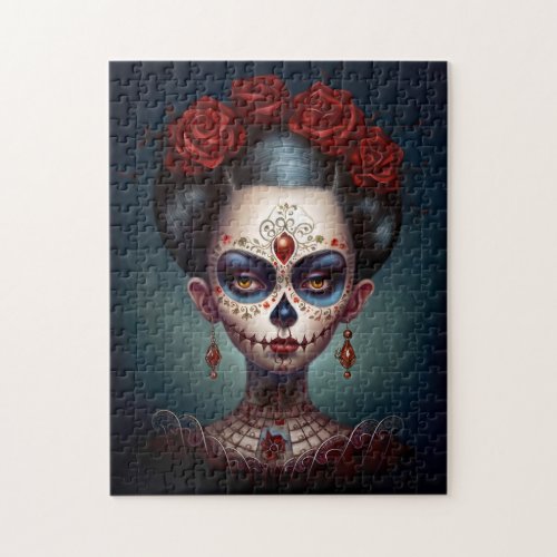 Sugar Skull Girl Day Of The Dead Jigsaw Puzzle