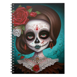Sugar Skull Girl Day Of The Dead Notebook