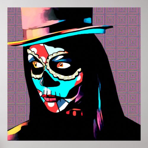 sugar Skull Girl Day Of The Dead Pop Art Poster