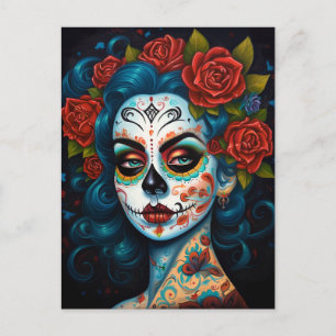 Sugar Skull Girl Day Of The Dead Postcard