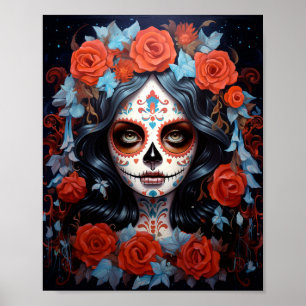 Sugar Skull Girl Day Of The Dead Poster