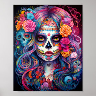 Sugar Skull Girl Day Of The Dead Poster