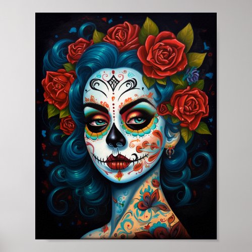 Sugar Skull Girl Day Of The Dead Poster