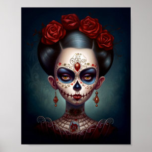 Sugar Skull Girl Day Of The Dead Poster
