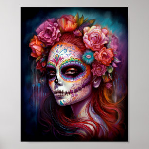 Sugar Skull Girl Day Of The Dead Poster