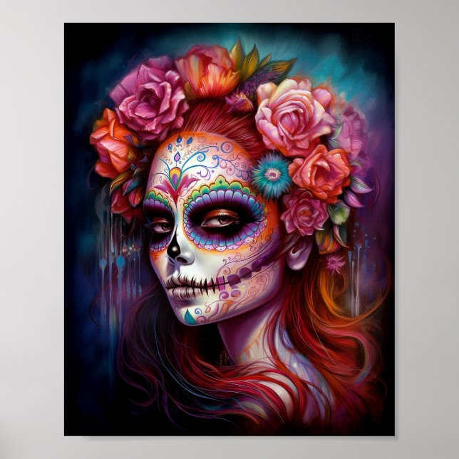 Sugar Skull Girl Day Of The Dead Poster (Front)