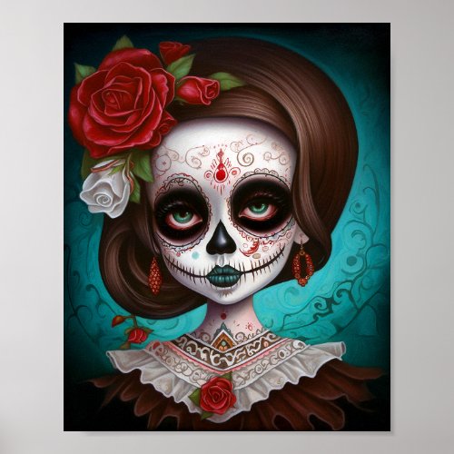 Sugar Skull Girl Day Of The Dead Poster