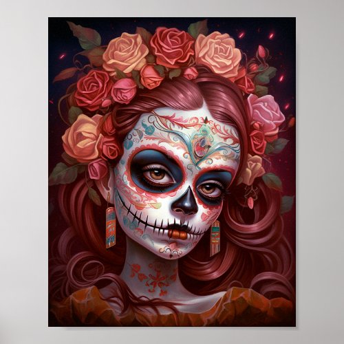 Sugar Skull Girl Day Of The Dead Poster