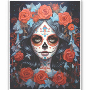 Sugar Skull Girl Day Of The Dead Sticker