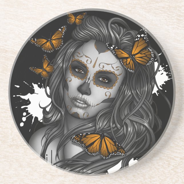 Sugar Skull Girl Drink Coaster (Front)