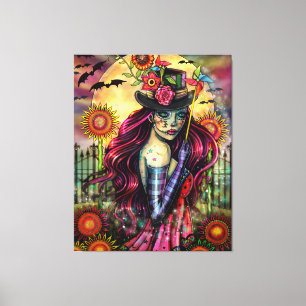 Sugar Skull Girl Fantasy Art by Molly Harrison Canvas Print