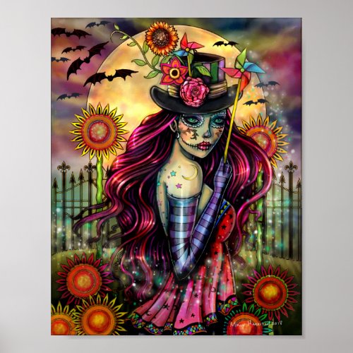 Sugar Skull Girl Fantasy Art by Molly Harrison Poster