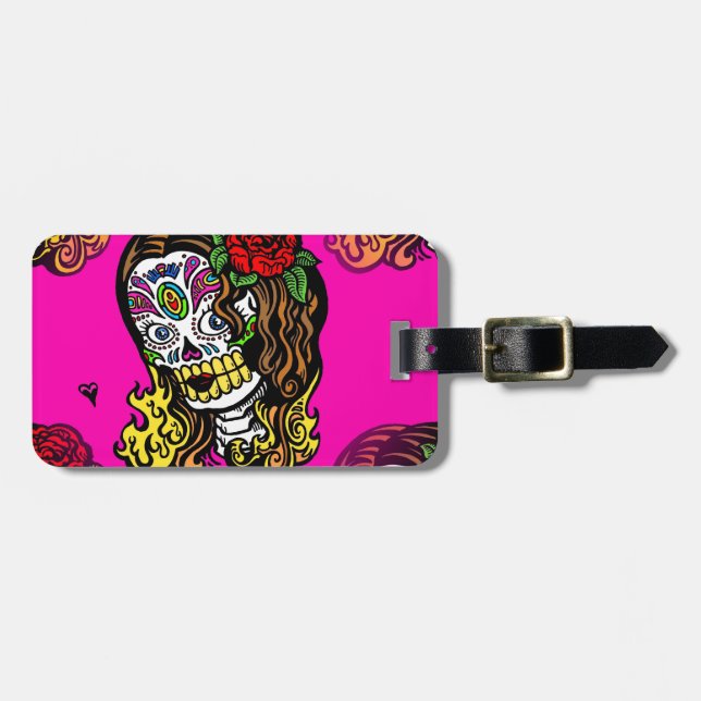 sugar skull girl luggage tag (Front Horizontal)
